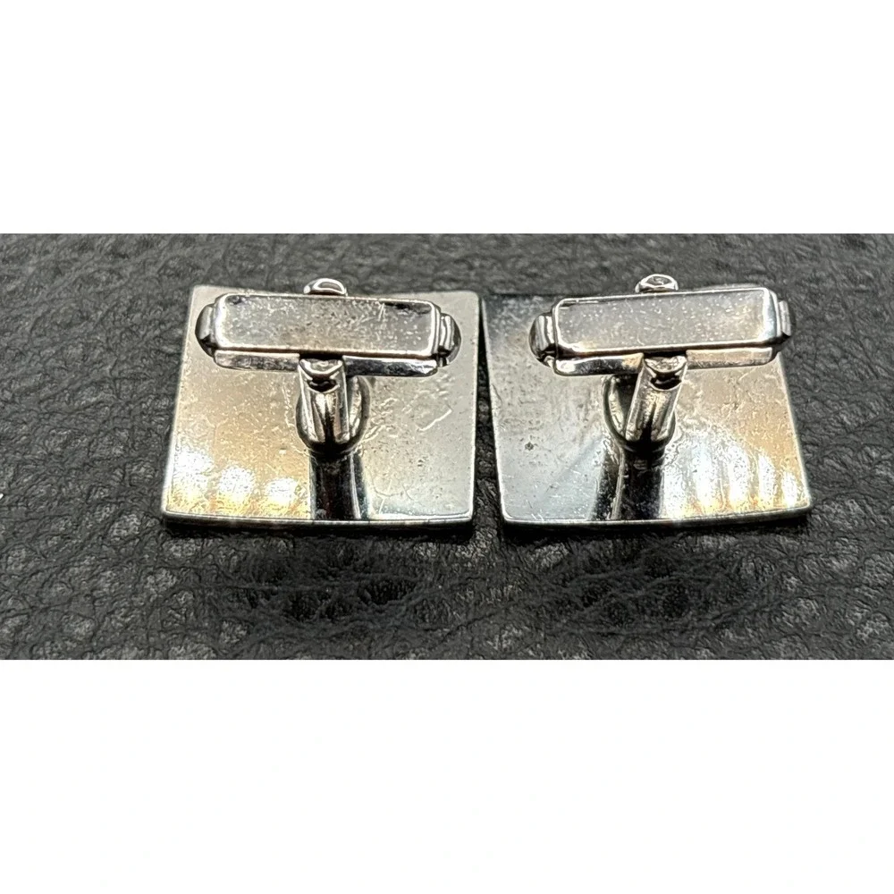 Vintage Anson Sterling Silver 925 Brushed Square Cufflinks Ornate
